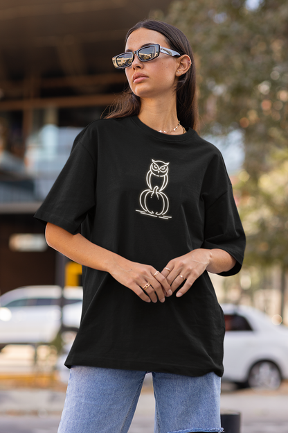 Halloween : Neon Owl - Oversized T-shirt