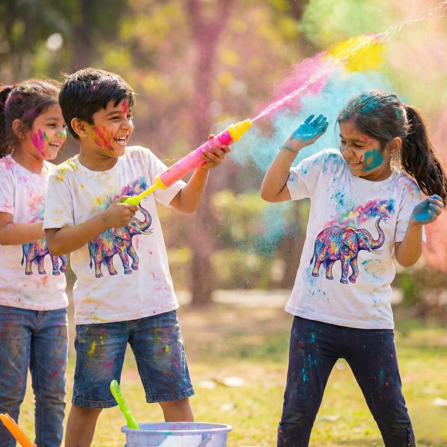 Holi Color Splash T-Shirt - Elephant