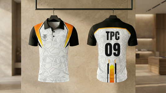 Cricket Jersey - White Orange