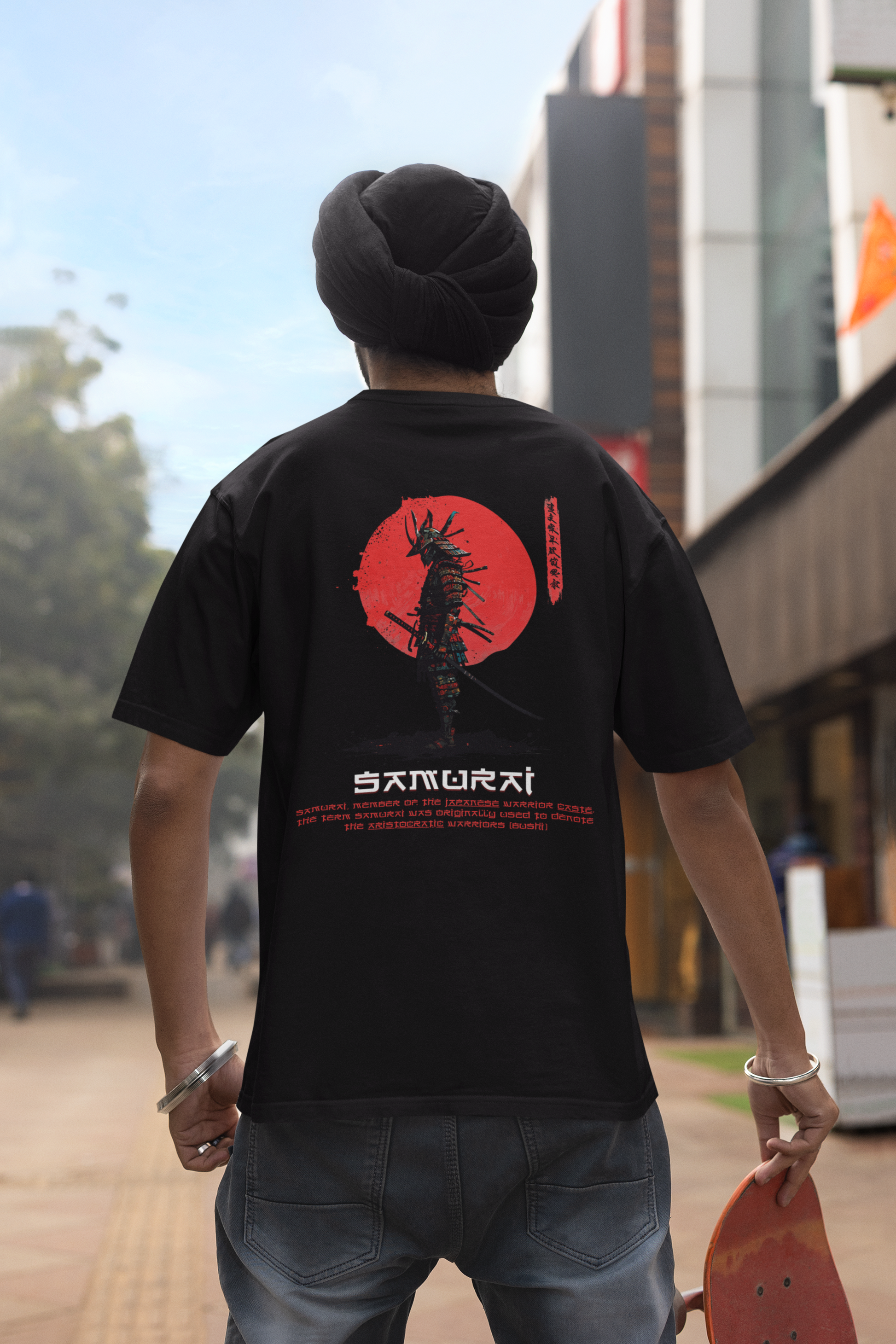 Printed T-shirt Oversized : Samurai - The Printed Cue LLC