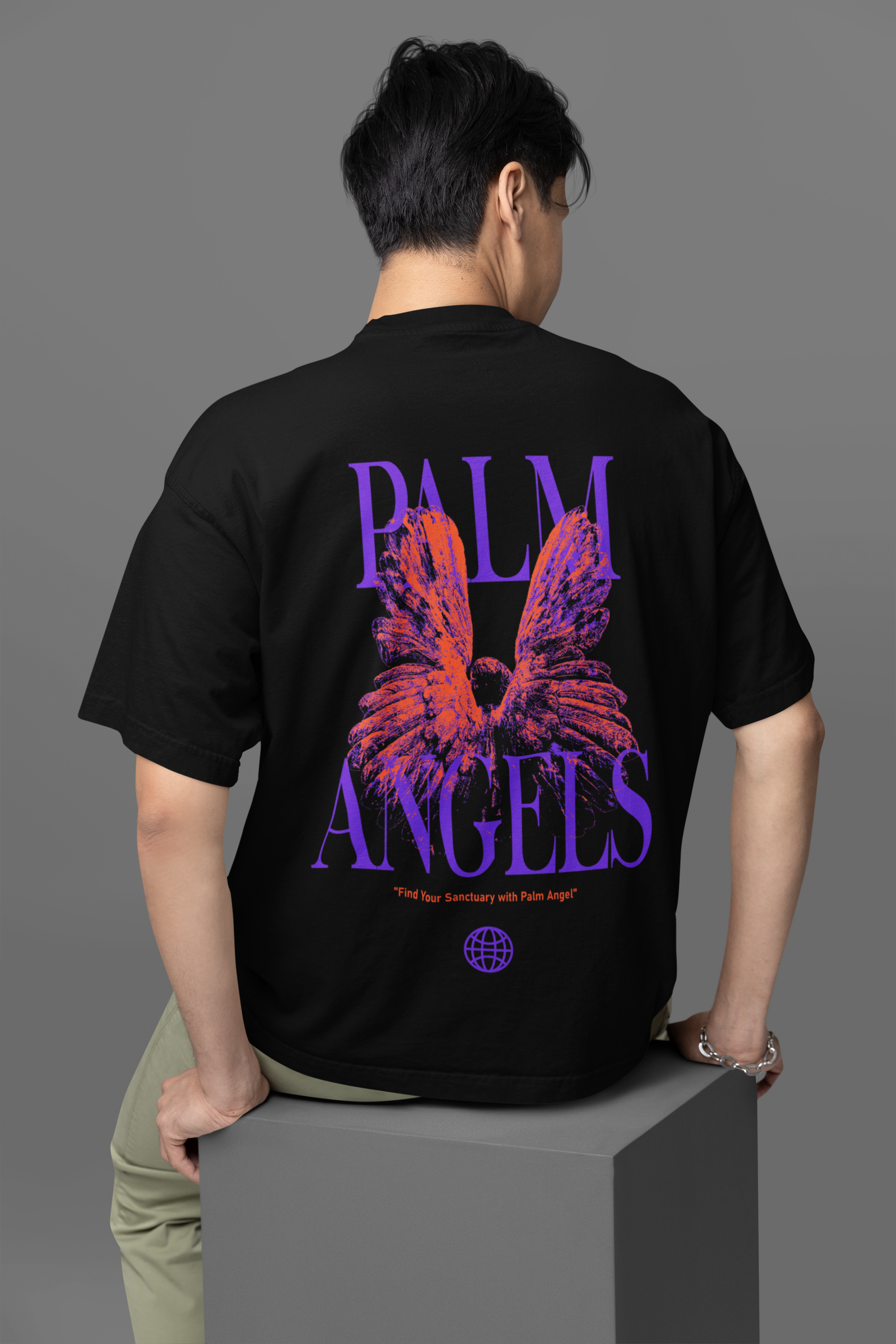 Printed T-shirt Oversized : Palm Angel - The Printed Cue LLC