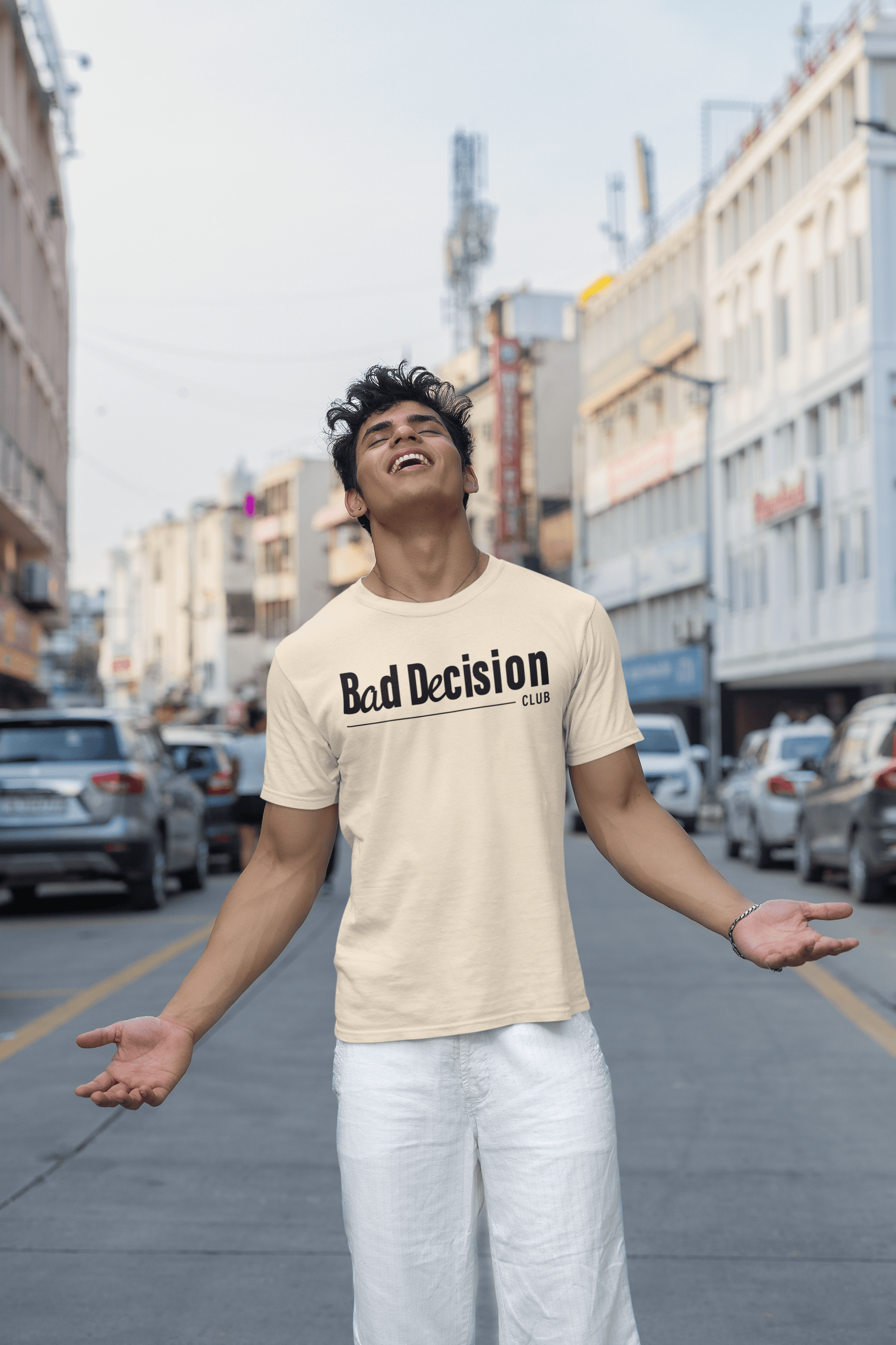 Printed T-shirt Regular : Bad Decision Club - The Printed Cue LLC