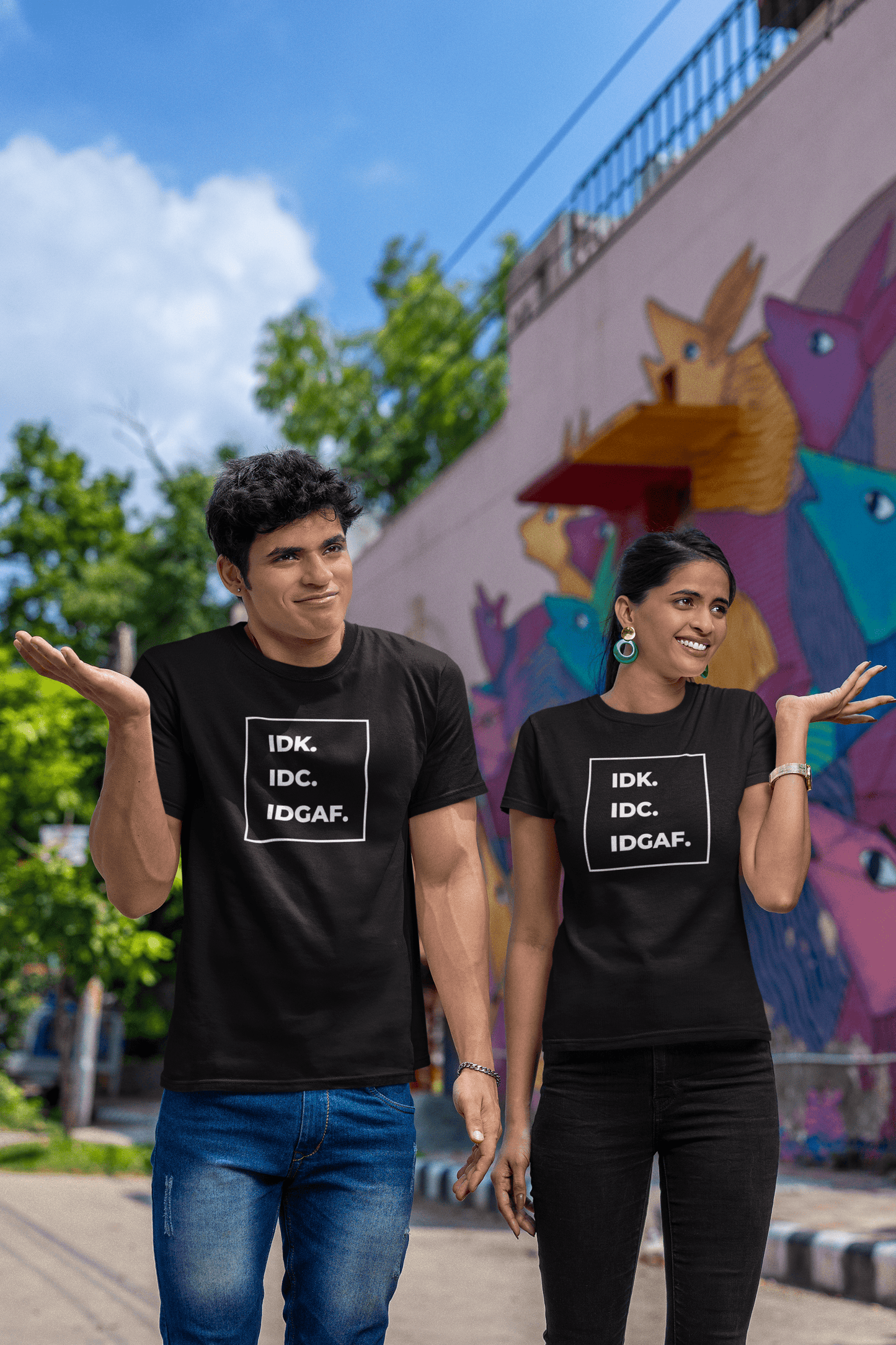 Printed T-shirt: IDK.IDC.IDGAF. - The Printed Cue LLC