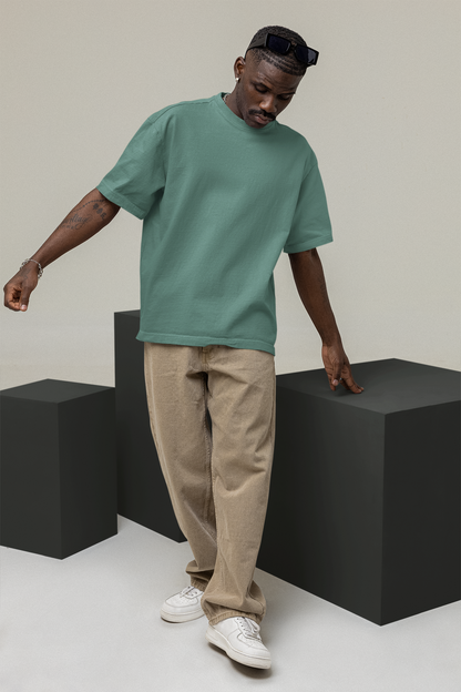 Oversized Solids : Dark Green T-shirt - The Printed Cue LLC