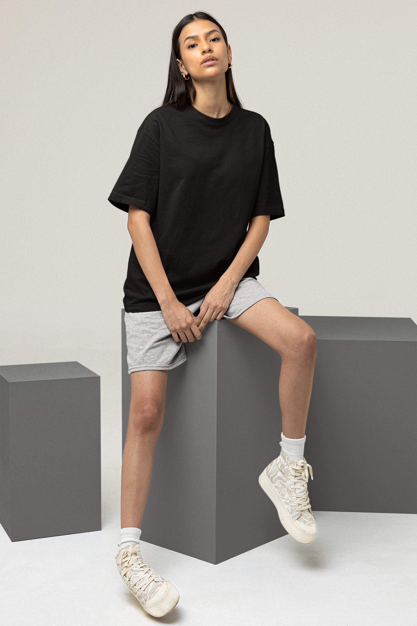 Oversized Solids : Black T-shirt - The Printed Cue LLC