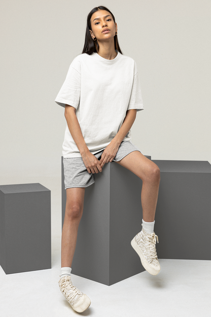 Oversized Solids : White T-shirt - The Printed Cue LLC