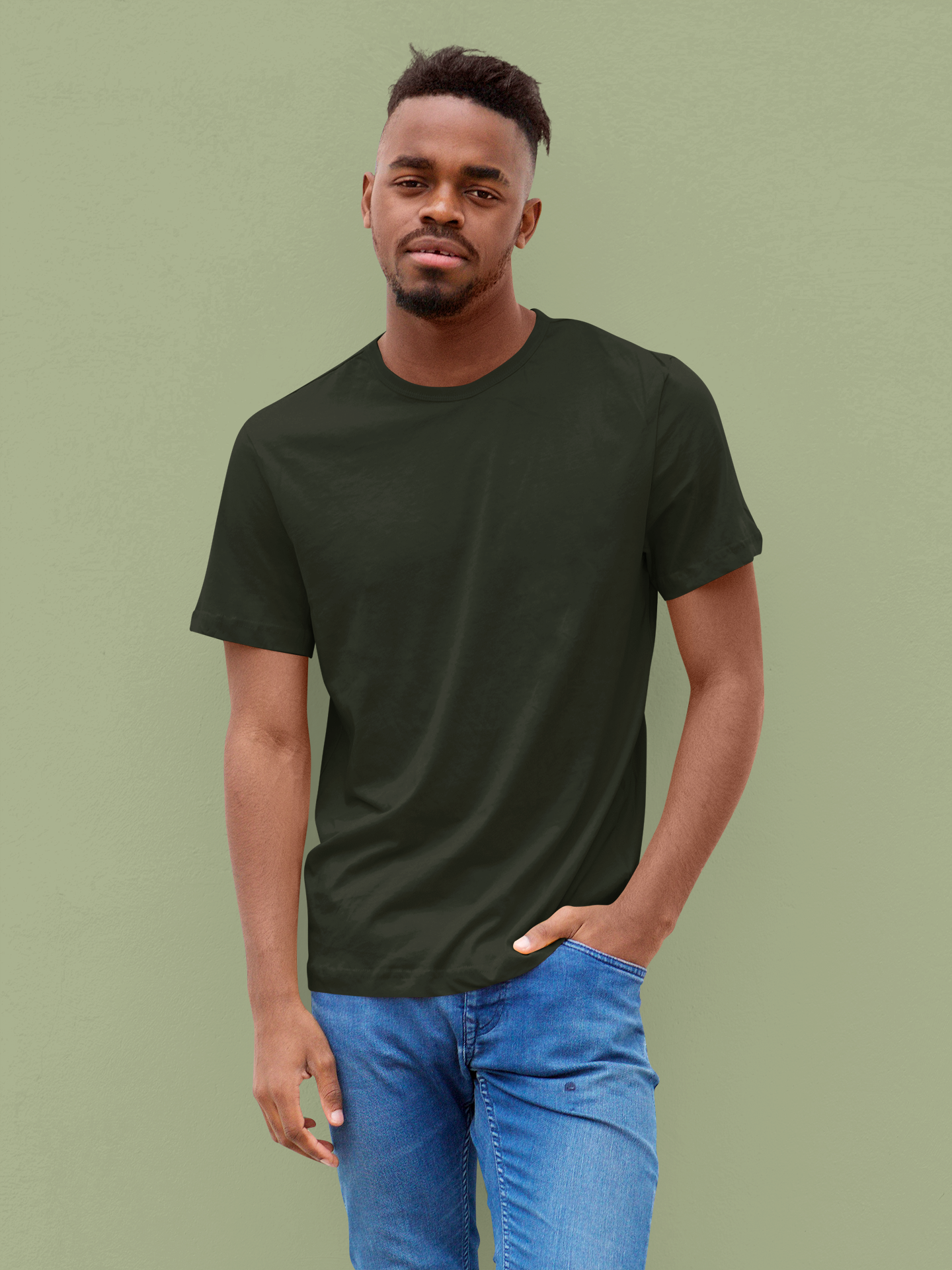 Solids : Olive Green T-shirt - The Printed Cue LLC