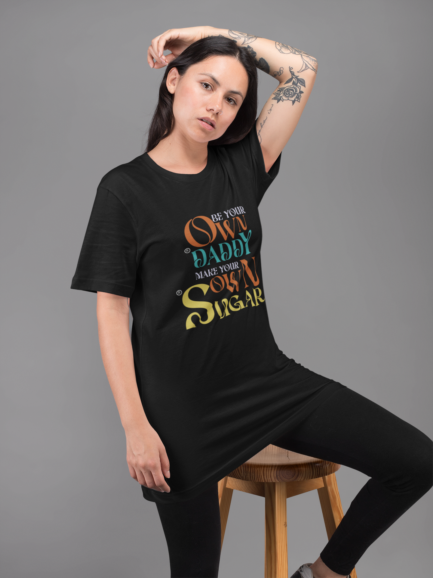 Printed T-shirt Oversized : Be your own sugar daddy - The Printed Cue LLC